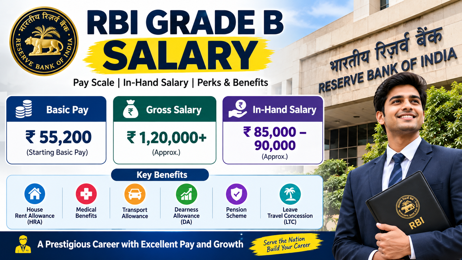 RBI Grade B Salary: Basic Pay, In-Hand Salary, Allowances and Career Growth